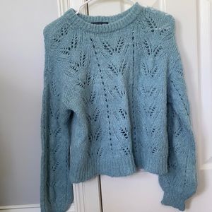 Teal blue cropped fit American Eagle sweater